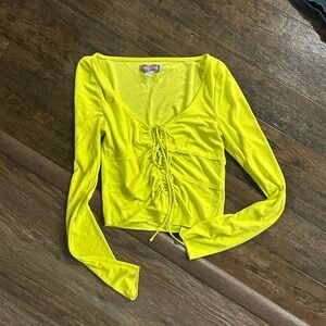 Urban Outfitters Bright Yellow Ruched Blouse